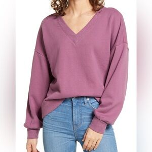 Madewell Hemp & Organic Cotton Blend V-Neck Sweatshirt - Size M